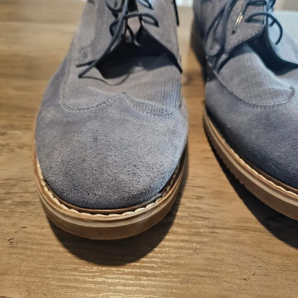 Saks Fifth Ave Gere Dress Shoes Men's Size 10.5 Blue Suede Wingtip Oxford